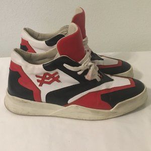 Black Red White Leather Luxe Sneaker Shoes Sz 42